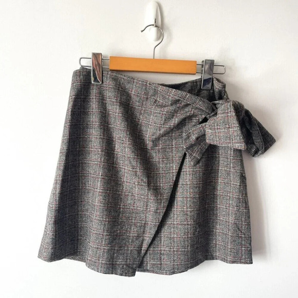 Aritzia Wilfred New Wrap Front Tie Wool Cashmere Blend Skirt Check Plaid Plaid 2 - Picture 6 of 9